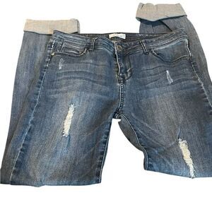 Elam jeans size large Stylish Blue Distressed Women Jeans like new
